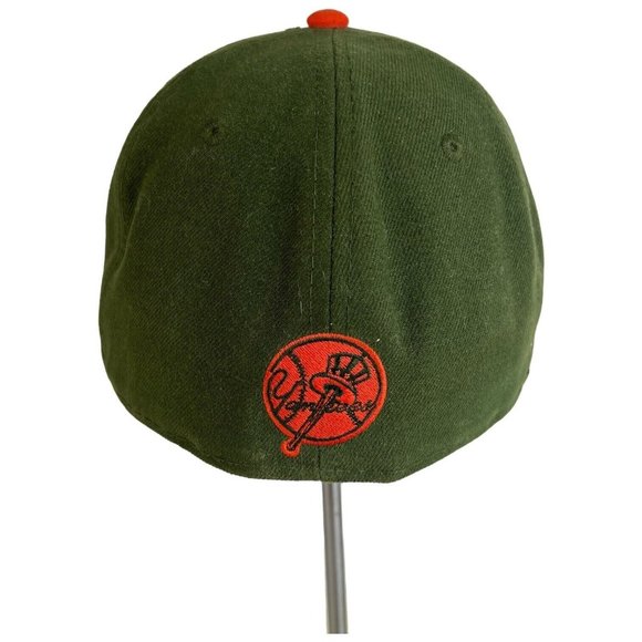 59FIFTY New York Yankees New Era Baseball Hat Fitted 7 1/2 Army Green Orange Log - Picture 6 of 8